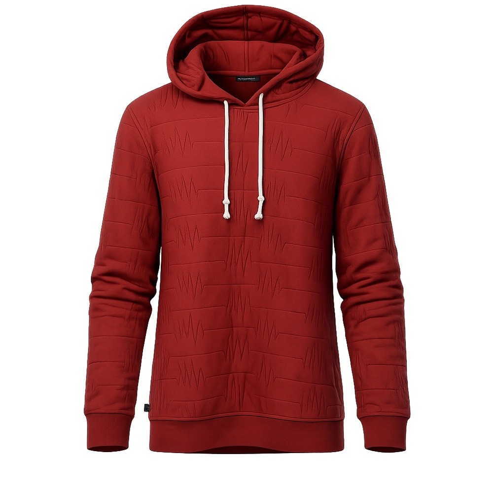 The Hundreds Mens Quilted Zig Zag Stitch Hoodie Brick Red Cotton Sweatshirt XL